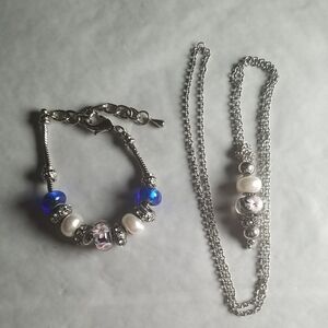 Chic Silver and Blue Bracelet